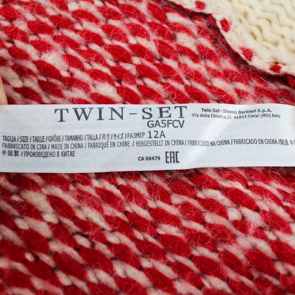 Twinset Simona Barbieri Poncho Floral Intarsia Knit Tie Sides Fringe Pullover - Picture 3 of 12